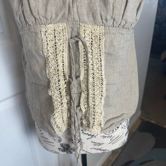 Bisou-Bisou Linen Lace-Up Halter Size 14 Secondhand Sass Boho Babe Alert - Picture 7 of 7